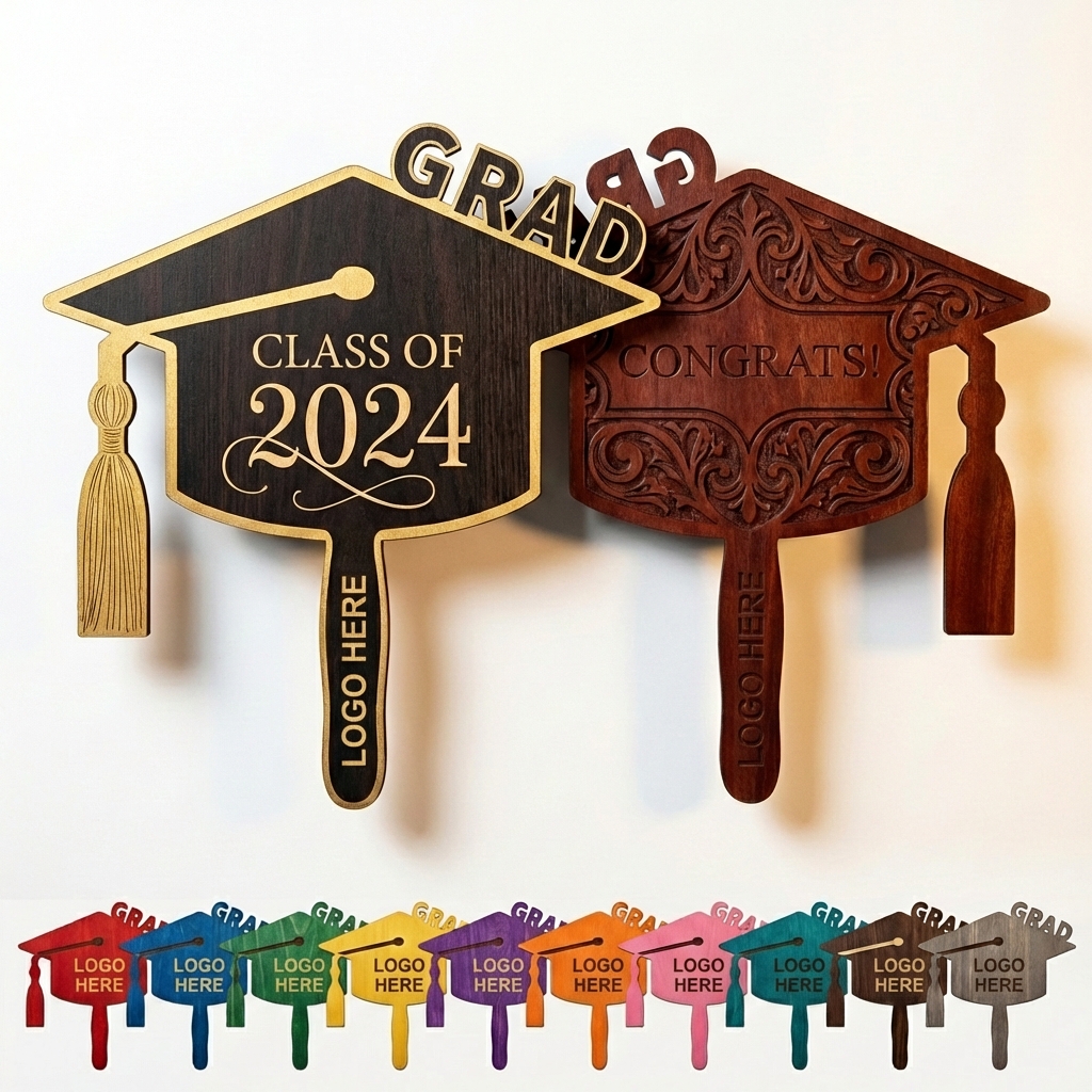 Personalized Graduation Cap Hand Fan & Sign