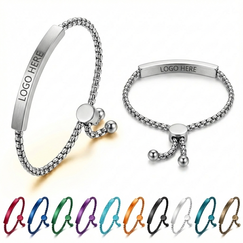 Adjustable Stainless Steel Bar Bracelet