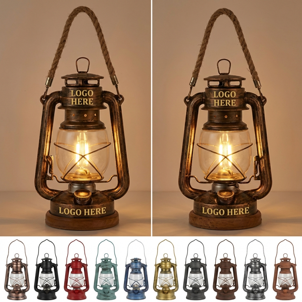 Vintage Lantern LED Lamp - Rustic Ambiance Light